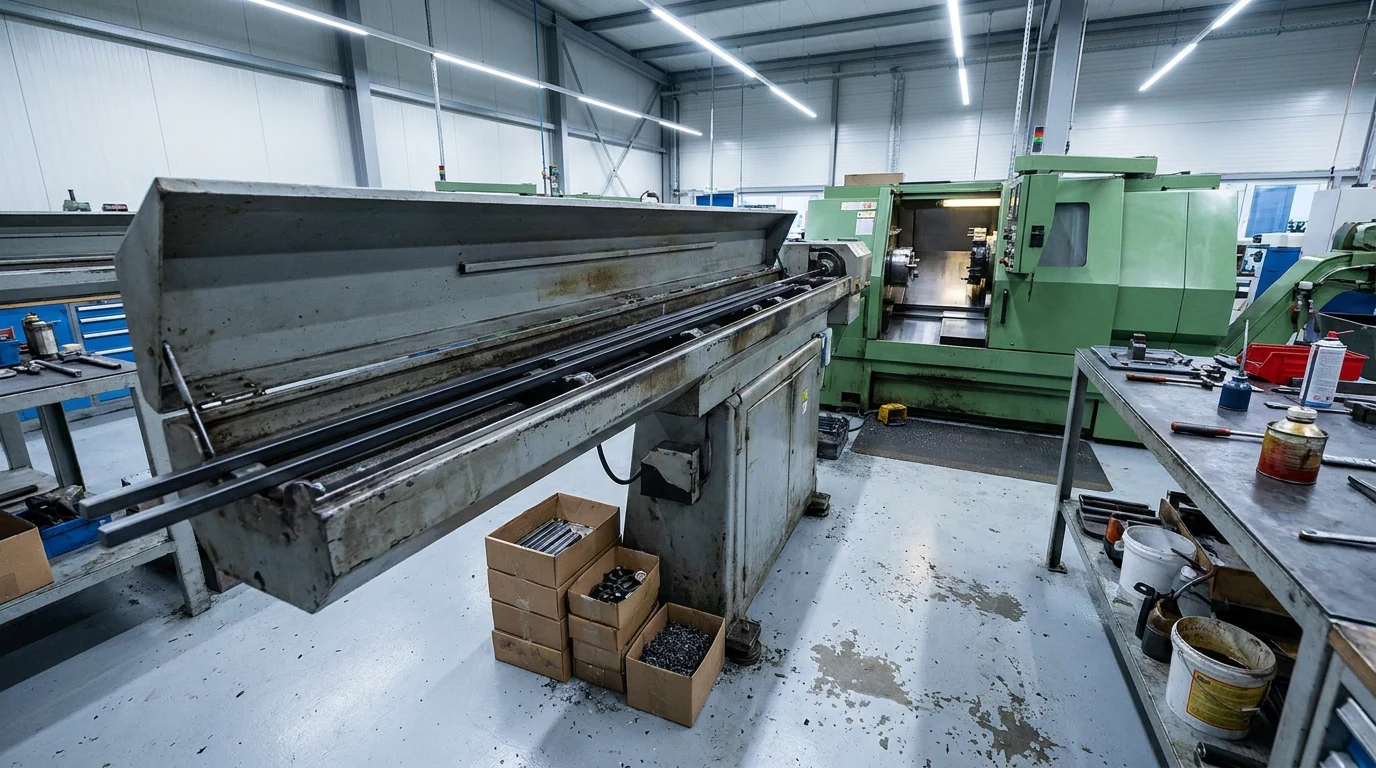 Automatický podavač tyčí u CNC soustruhu